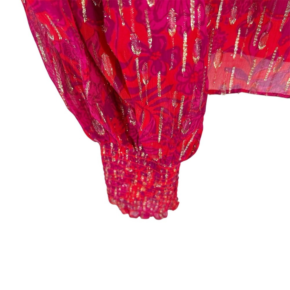 Lilly Pulitzer Alfreda Long Sleeve Top in Amaryllis Red Secret Hideaway Size 16 - Picture 7 of 13